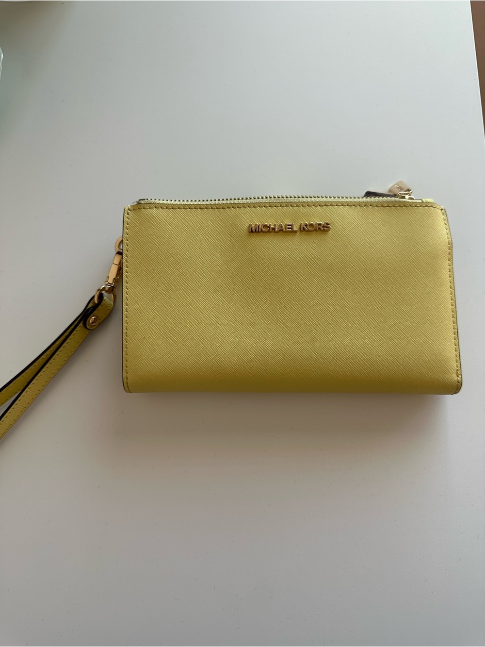 Michael Kors Lemon Yellow Saffiano Leather Wristlet
